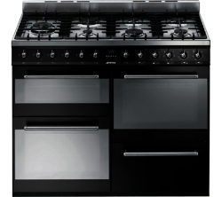 SMEG  SYD4110BL 110 cm Dual Fuel Range Cooker  Black & Stainless Steel